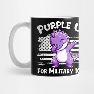 Dabbing Dinosaur Purple Up For Military Kids Military Child Mug